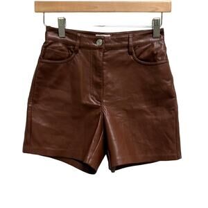 Aritzia Wilfred Faux Brown Leather Shorts Size 00